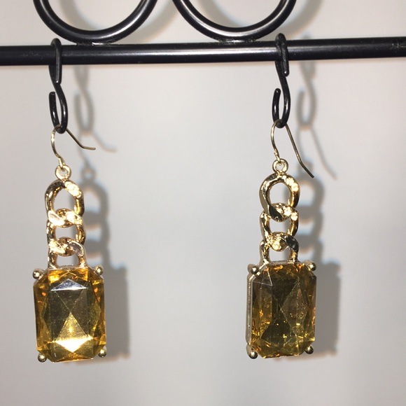 Large Gold Rhinestone Earrings - Picture 4 of 9